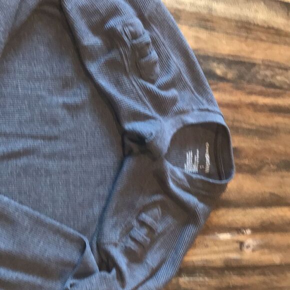 Men's L Grey Long Sleeve Ribbed Henley - Picture 3 of 5